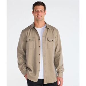 BYLT Coastal Overshirt Shacket Mens beige Size Medium Minimalist Polished NWT